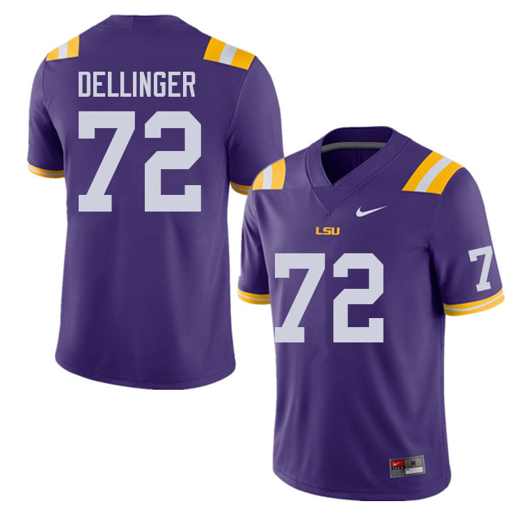 Men #72 Garrett Dellinger LSU Tigers College Football Jerseys Sale-Purple